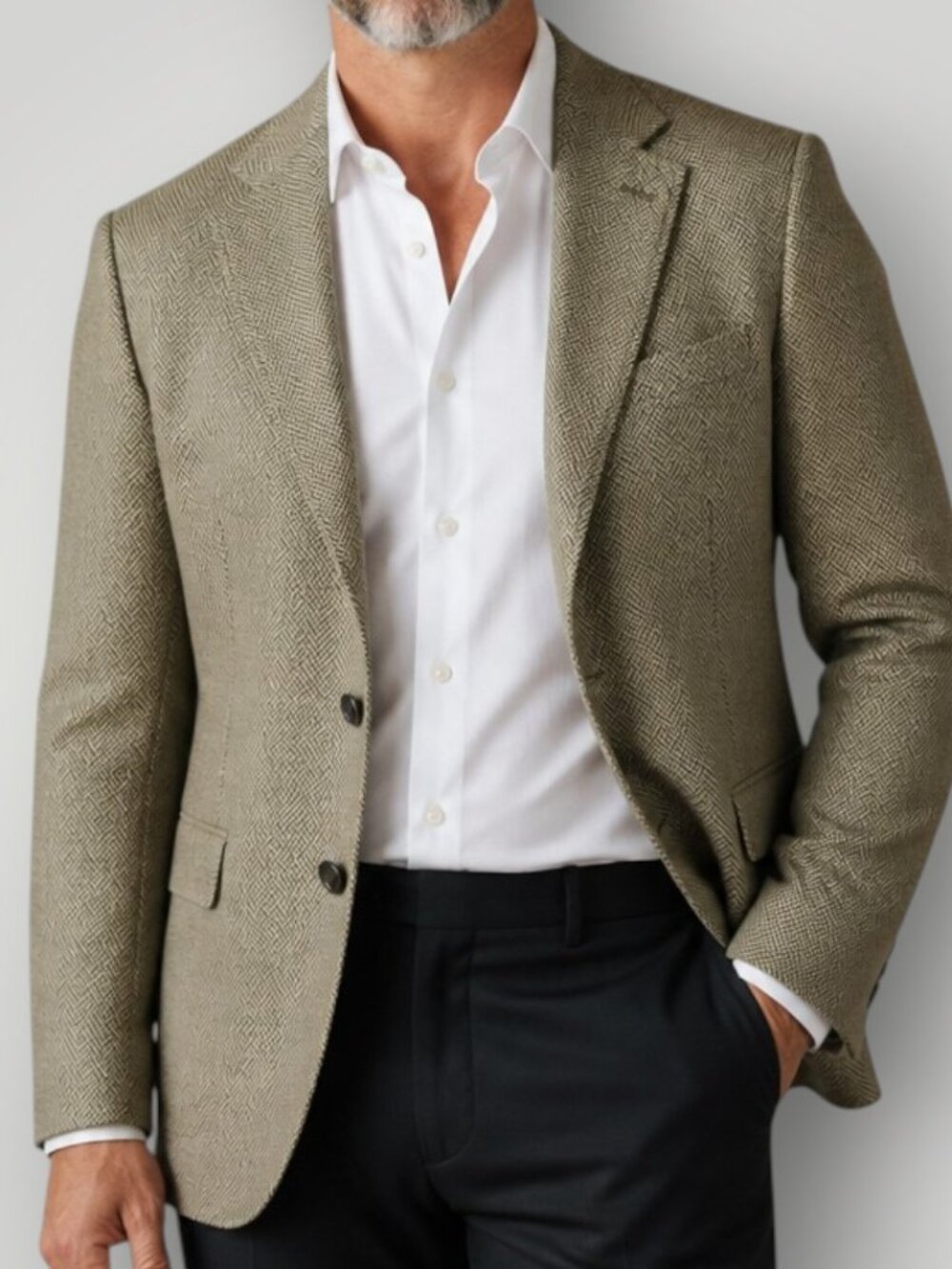 RALPH LAUREN Men Blazer Sport Coat 2-Button Jacket 42L SILK Tan Suit Herringbone
